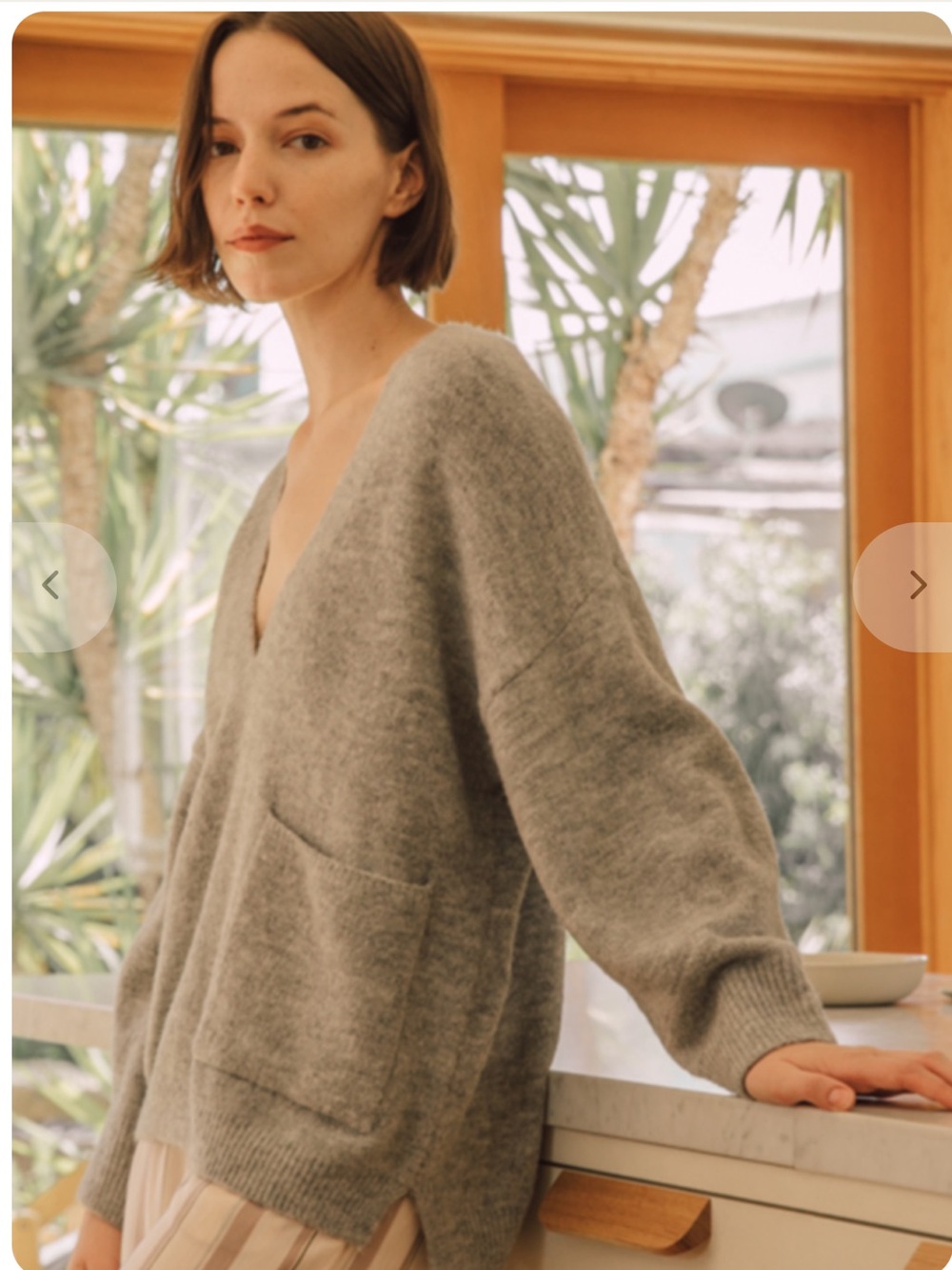 Grade & Gather Open Front Pocket Cardigan Sweater Brown Womens S